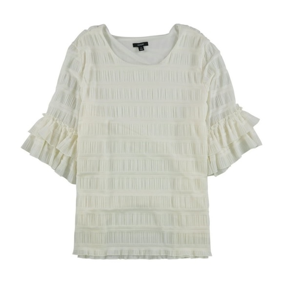 Alfani Cream Flutter Sleeve Blouse with Ruffled Details 0X - Picture 4 of 7